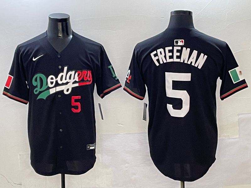 Men Los Angeles Dodgers 5 Freeman Black Mexico Nike 2025 MLB Jersey style 5